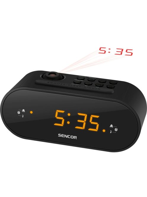 Sencor SRC3100B fekete rádió, projektoros ébresztőóra