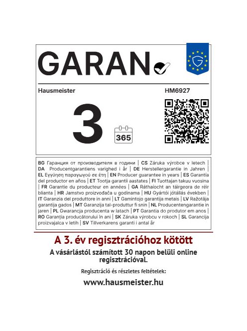 Hausmeister HM 6927 2.5L. kivehető tartály olajsütő