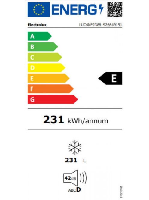 Electrolux LUC4NE23WL "E",231L, NoFrost,fehér fagyasztószekrény