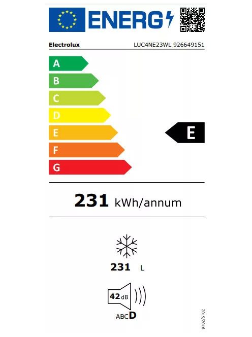Electrolux LUC4NE23XL "E",231L, NoFrost,inox Fagyasztószekrény