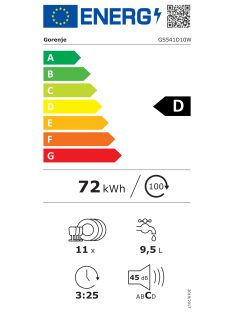   Gorenje GS541D10W "D"11 teríték 3 tálcás fehér keskeny mosogatógép