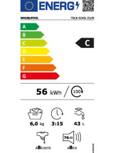   Whirlpool TDLR6240L EU/N "C" 6kg 1200' felültöltős mosógép