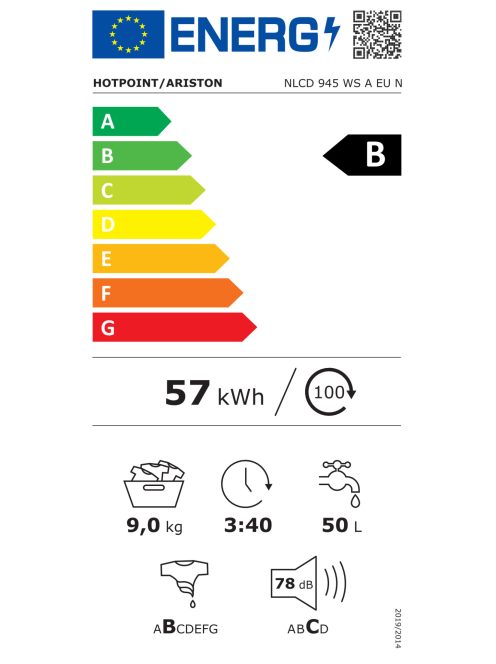 Hotpoint-Ariston NLCD945WS 9kg,"B",1400' Elöltöltős mosógép