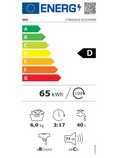   AEG LTR6G261E "D" 1200 ford.,6kg digitális felültöltős mosógép