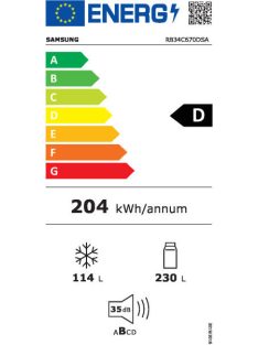   Samsung RB34C670DSA/EF "E"230/114L NoFrost inox alulfagyasztós kombinált hűtő