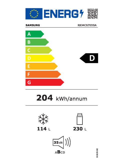Samsung RB34C670DSA/EF "E"230/114L NoFrost inox alulfagyasztós kombinált hűtő