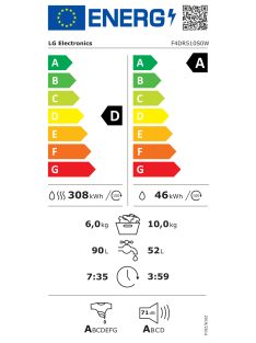  LG F4DR510S0W "D" 10/6 kg 1400' Mosó-szárítógép