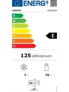 Gorenje RB39EPW4 "E"75/7L egyajtós hűtőszekrény fagyasztóval