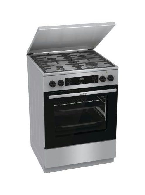 Gorenje GKS6C71XF 60cm inox sütősín légkeveréses kombinált tűzhely fém tető