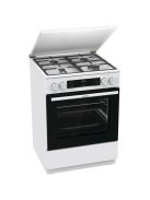 Gorenje GKS6C71WF 60cm fehér légkeveréses,fém tetős kombinált tűzhely