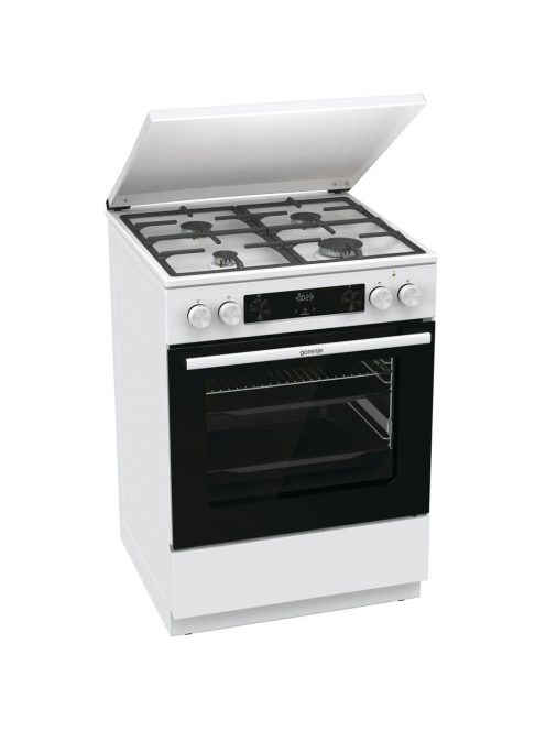 Gorenje GKS6C71WF 60cm fehér légkeveréses,fém tetős kombinált tűzhely