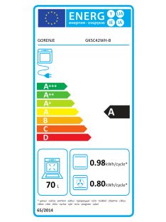   Gorenje GK5C42WHB 50cm fehér 1db sütősín légkeverés kombinált tűzhely fém tető