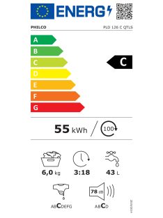   Philco PLD126CQTLS 6kg 1200ford,"C" felültöltős mosógép