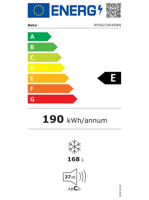 Beko RFSA210K40WN "E" 168L Fagyasztószekrény