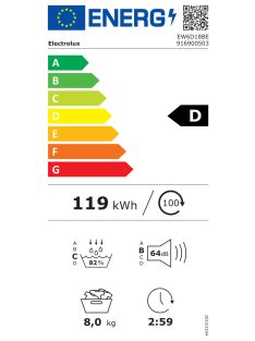 Electrolux EW6D18BE "8kg" hősziv.szárítógép