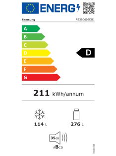   Samsung RB38C603DB1/EF "D"276/114L Fekete Alulfagyasztós kombinált hűtő