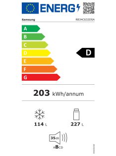   Samsung RB34C632DSA/EF "D"227/114L Nofrost italad.inox alulfagy.kombinált hűtő